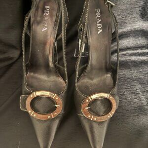 Prada Black Slingback Pumps
